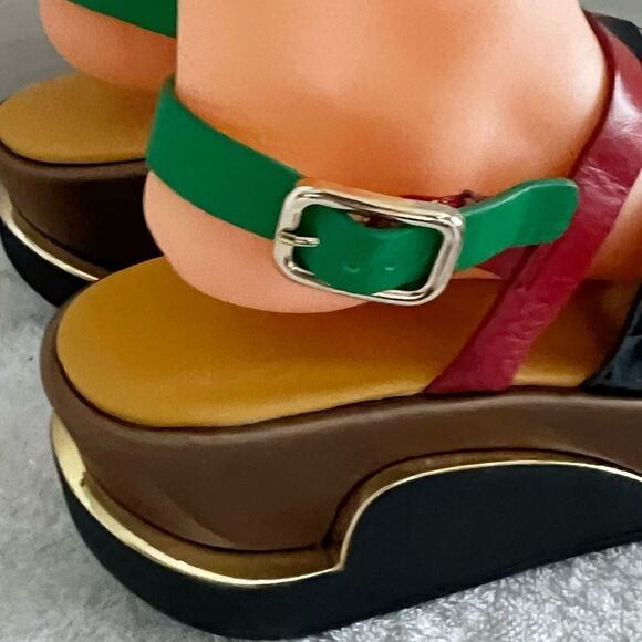 New 4ccccees Free People Eclipse Lay Tri Color Chunky Sandal Sz 37 6.5 Host Pick - Picture 6 of 8